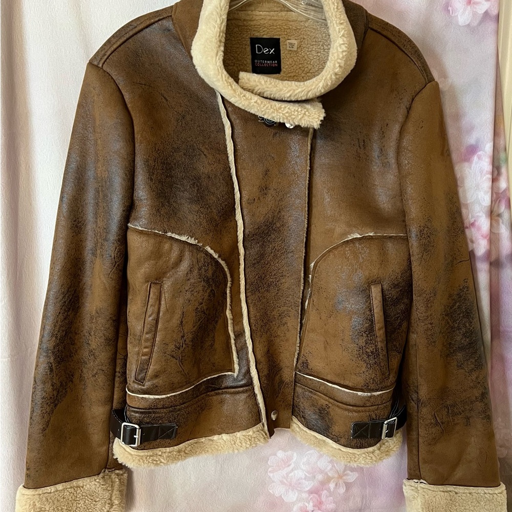 Like New Bomber style Jacket Fleece lined soft brushed leather appearance